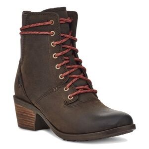 Teva Brown Lace Up Boots with Orange/Red Laces